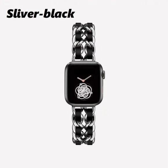 NEW Strap Chain Leather Stainless Band For Apple Watch - PB - Picture 2 of 11